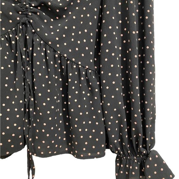 Asos Black Polka Dot Blouse Sz 6 - Picture 3 of 11